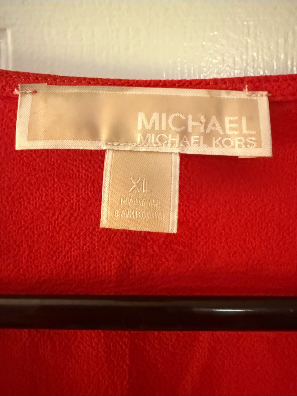 Michael Kors Red Wrap-Front Blouse with Tie Sleeves - Picture 4 of 8